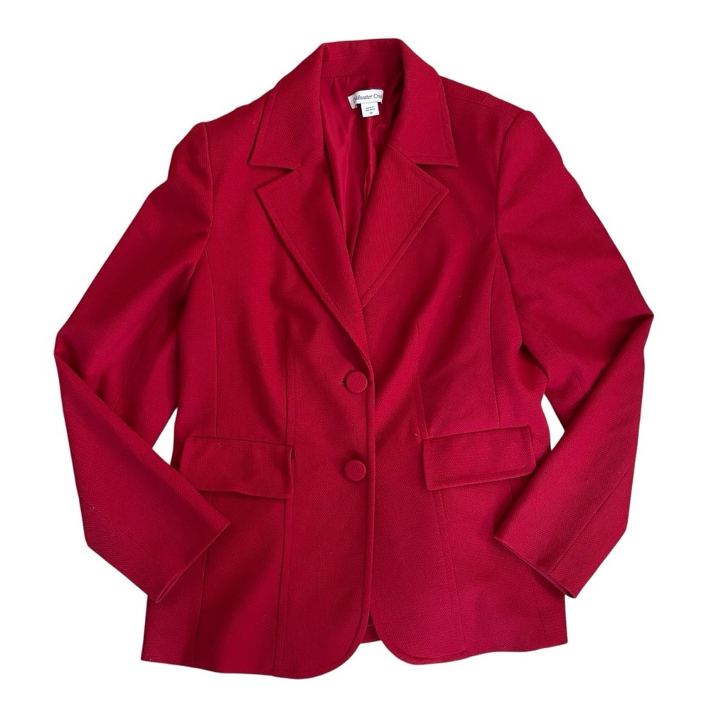 Coldwater Creek Lined Blazer Womens Size 10 Red Jacket Textured Professional